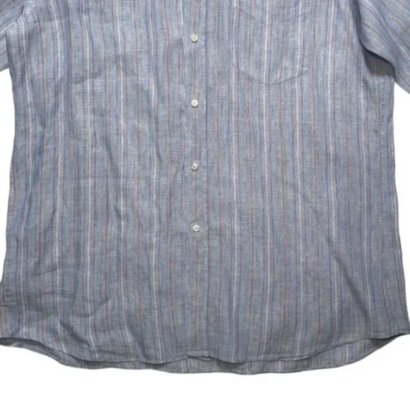 Paul & Shark Slate Blue Linen Button Front Shirt - Picture 4 of 14